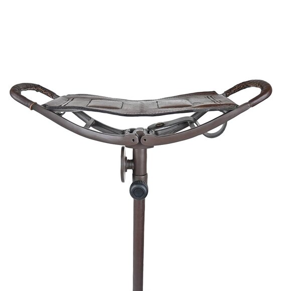 Adjustable Leather Walking Coffee Brown Stick Folding Seat Outdoor adventure - Picture 4 of 15